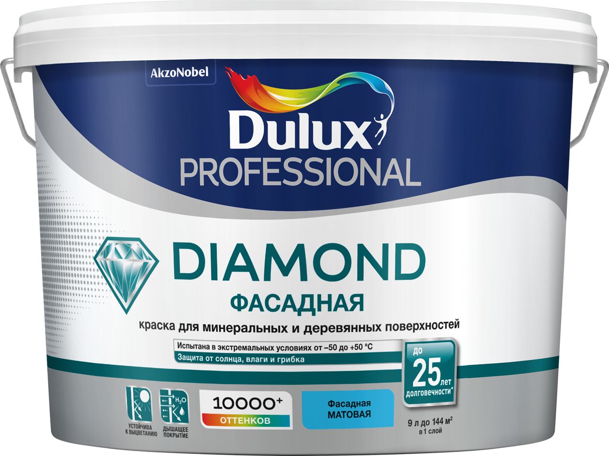Изображение товара Краска Dulux Professional Diamond фасадная матовая 9л для наружных работ