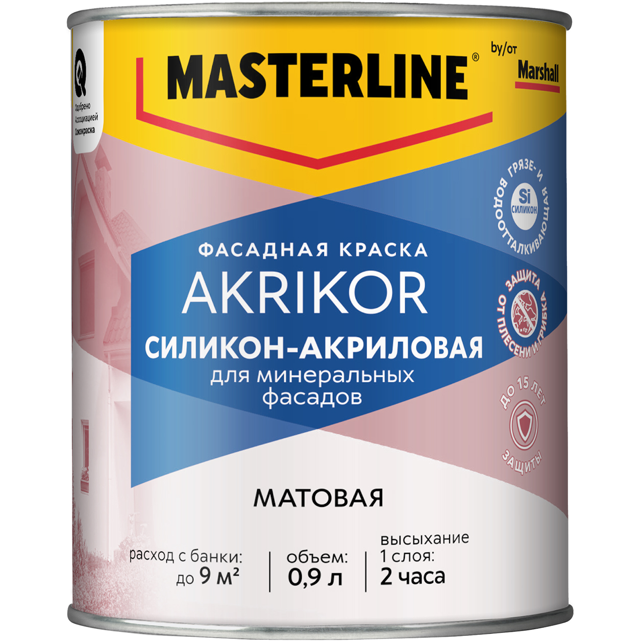 Изображение товара Краска фасадная Masterline by Marshall Akrikor силикон-акриловая 0,9 л