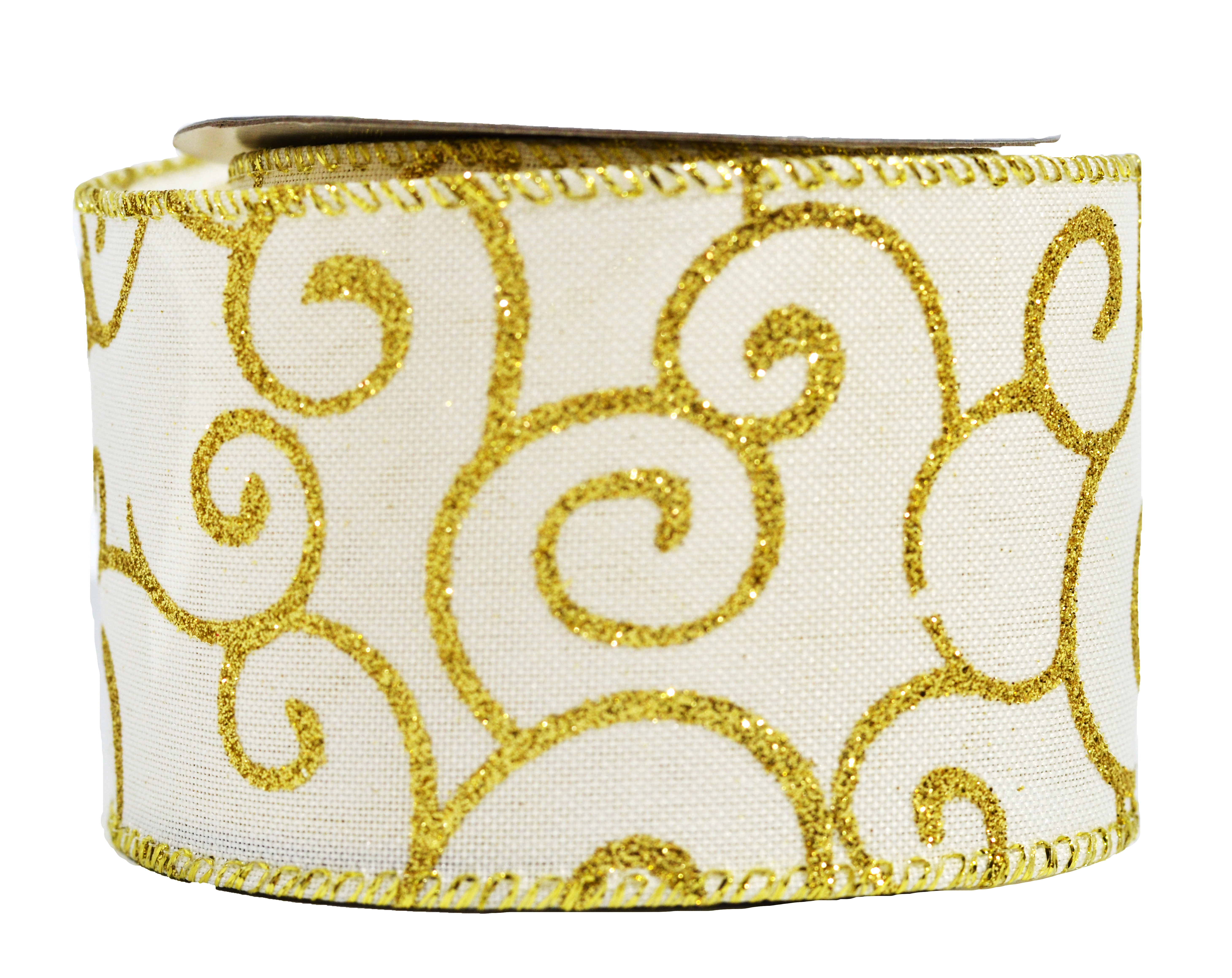 Изображение товара Декоративная золотая лента шириной 6 см длиной 25 м для интерьера и декора