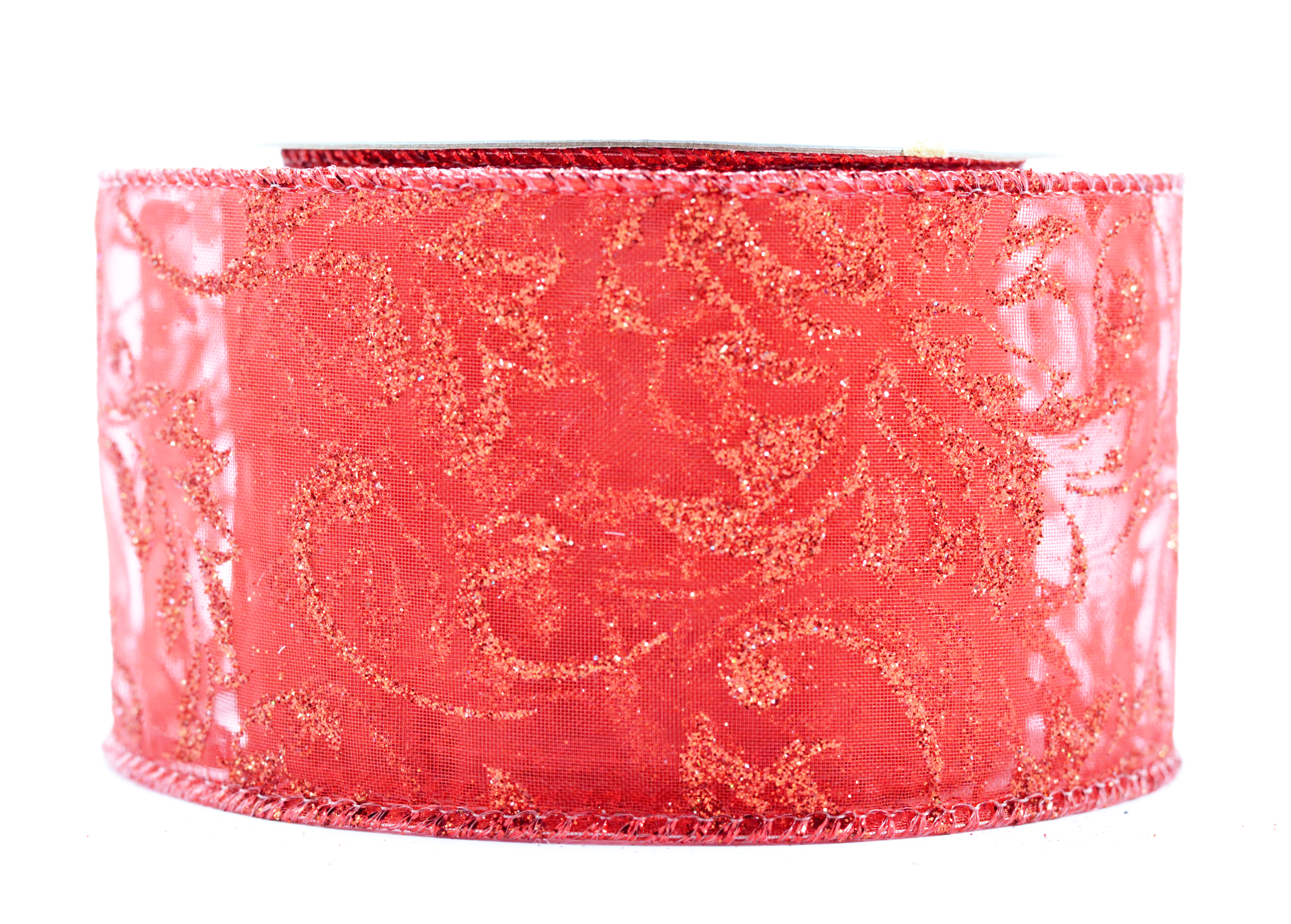Изображение товара Декоративная лента красного цвета 6,3 см х 3 м для творчества и рукоделия
