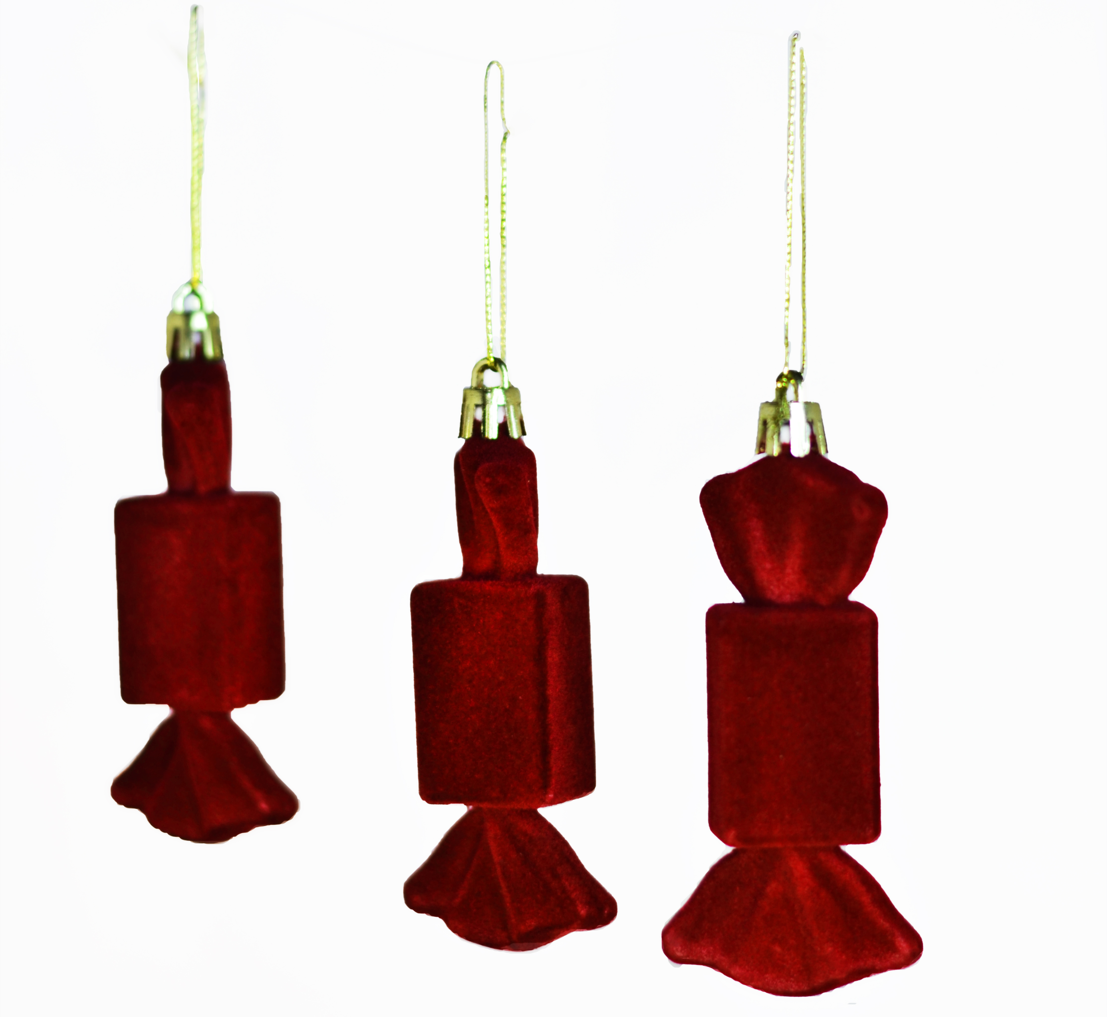 Изображение товара Подвеска конфетка велюр бордо 8,5 см для новогодних украшений