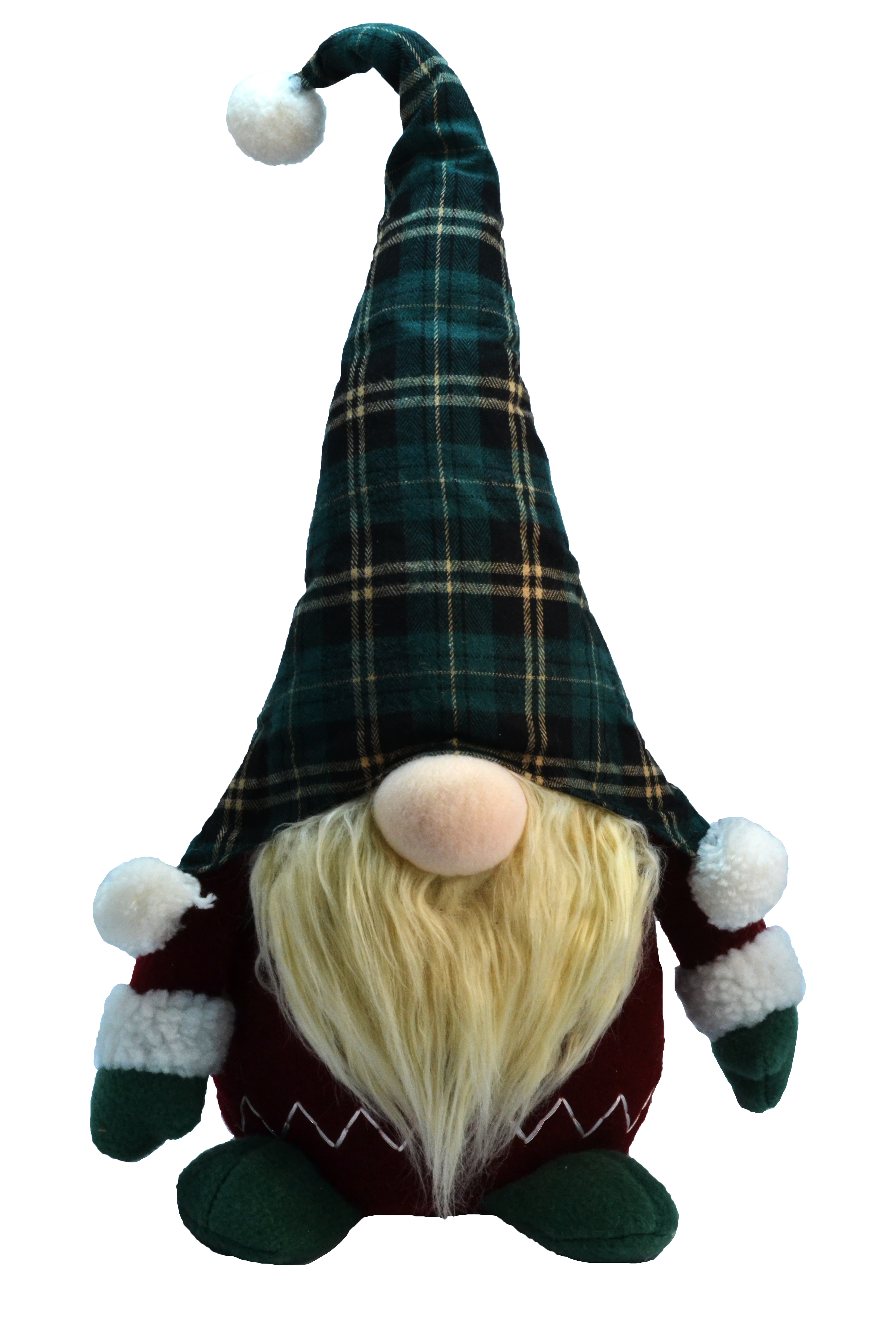 Изображение товара Санта Новогодний с помпонами красно-зеленый