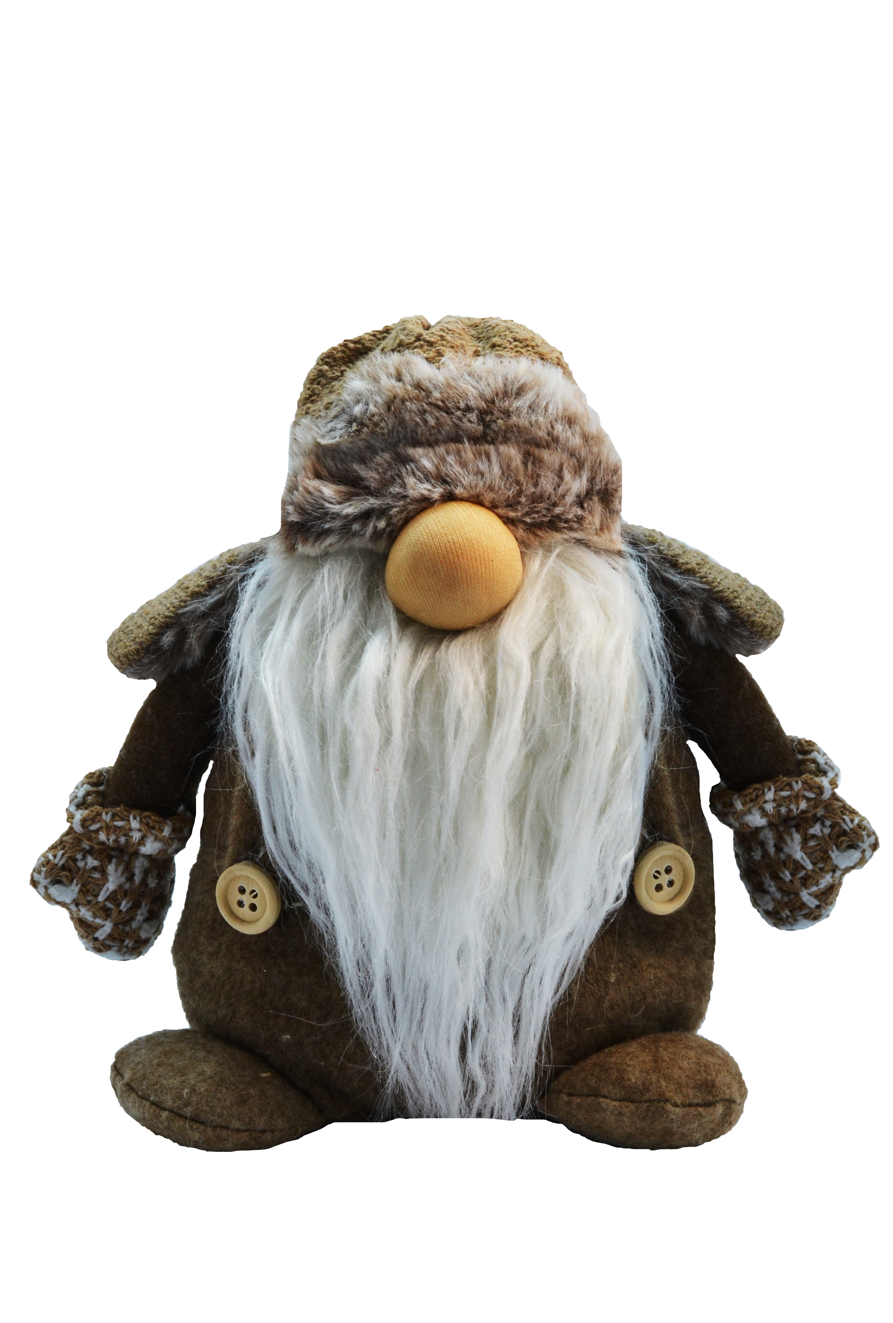 Изображение товара Новогодняя фигурка Санта в ушанке бежево-коричневая, праздничное украшение