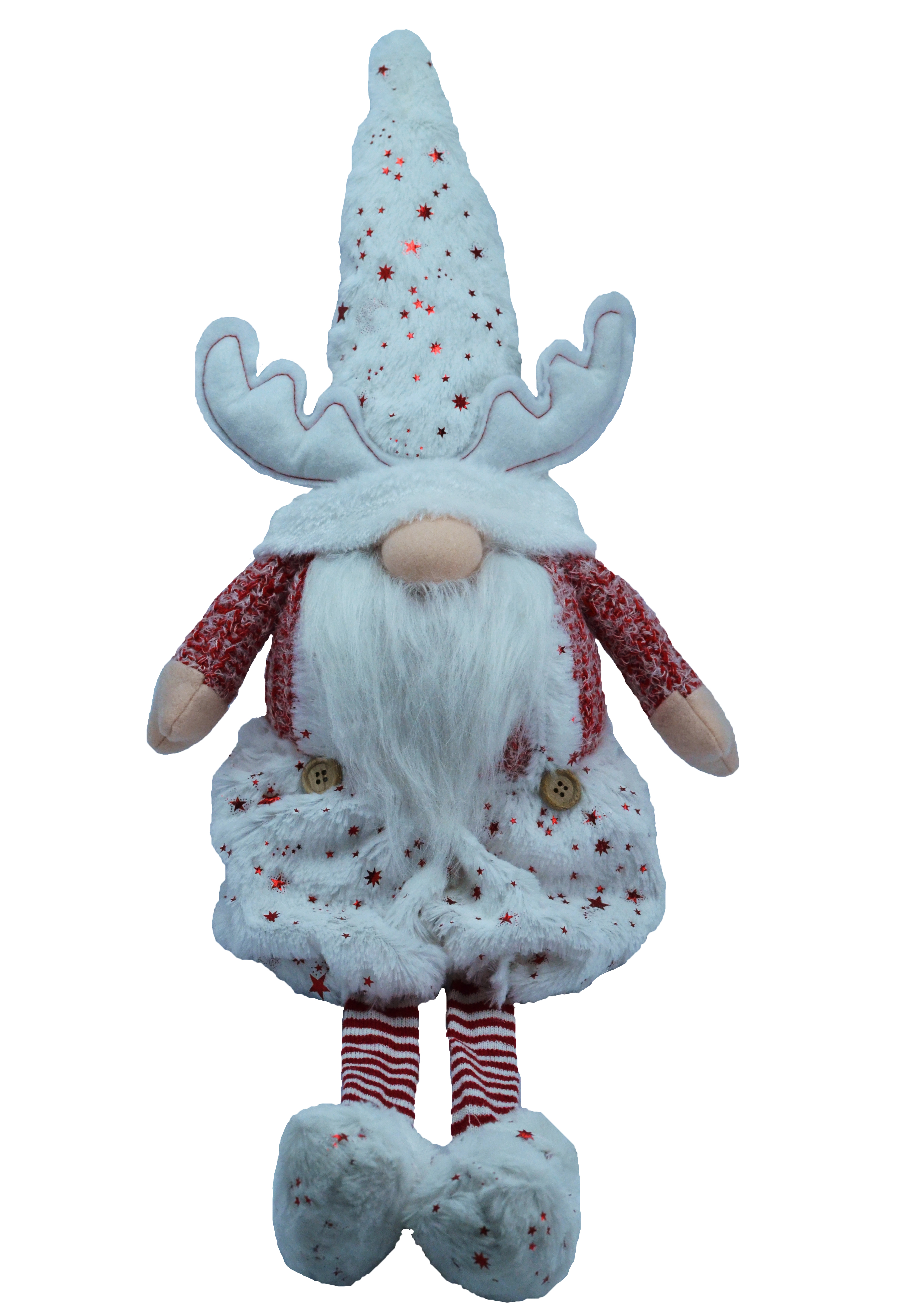 Изображение товара Санта новогодний сидящий красно-белый 53 см для декора