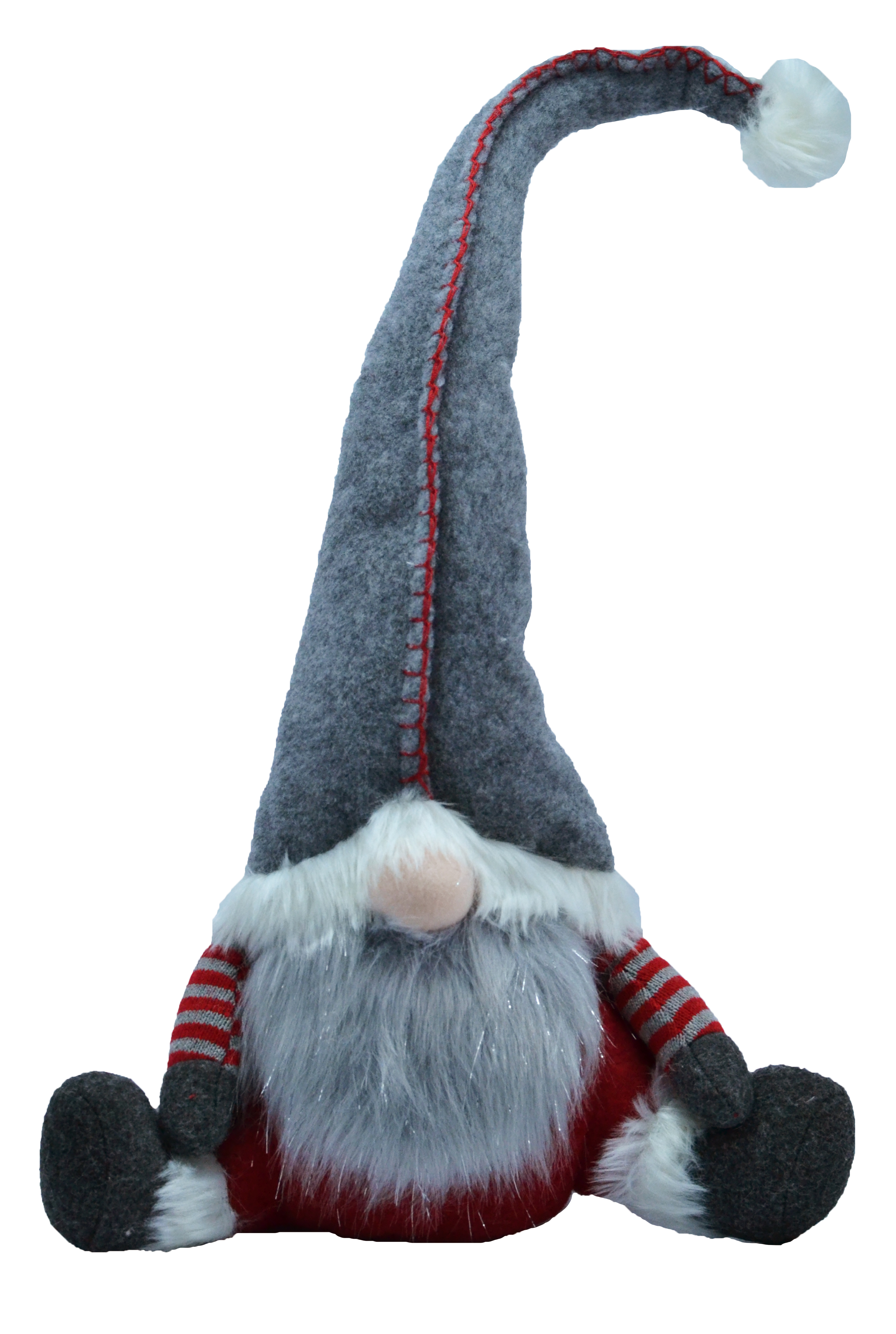 Изображение товара Санта Новогодний сидящий серый 36 см - праздничная новогодняя фигурка для интерьера