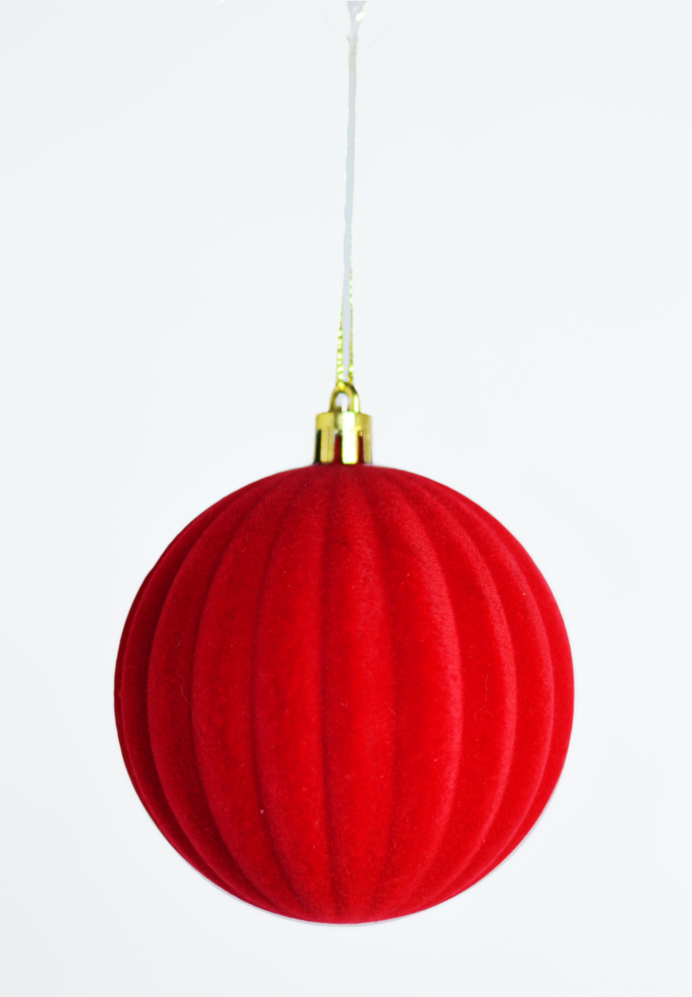 Изображение товара Шар на ель велюр красный диаметр 8 см