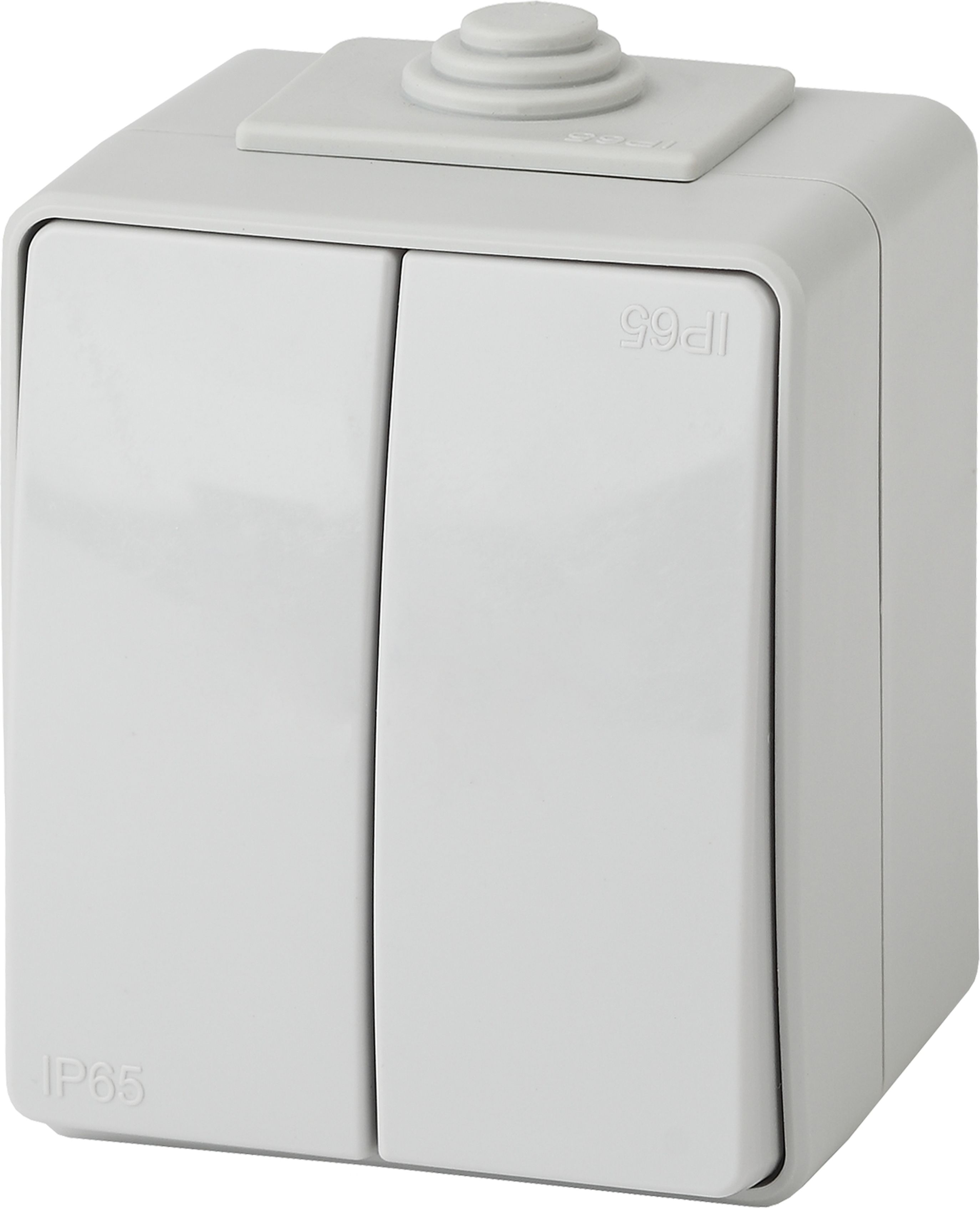 Изображение товара Выключатель 2-клавишный ЭРА Эксперт серый IP55 накладной