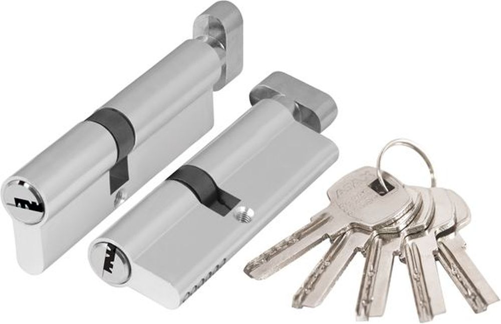 Изображение товара Цилиндровый механизм (AX202/80) AX2002Knob80 (30+10+40) CP хром с вертушкой
