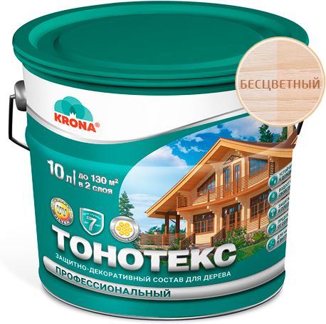 Изображение товара Защитно-декоративный состав ТОНТЕКС KRONA бесцветный 10 л для наружных работ