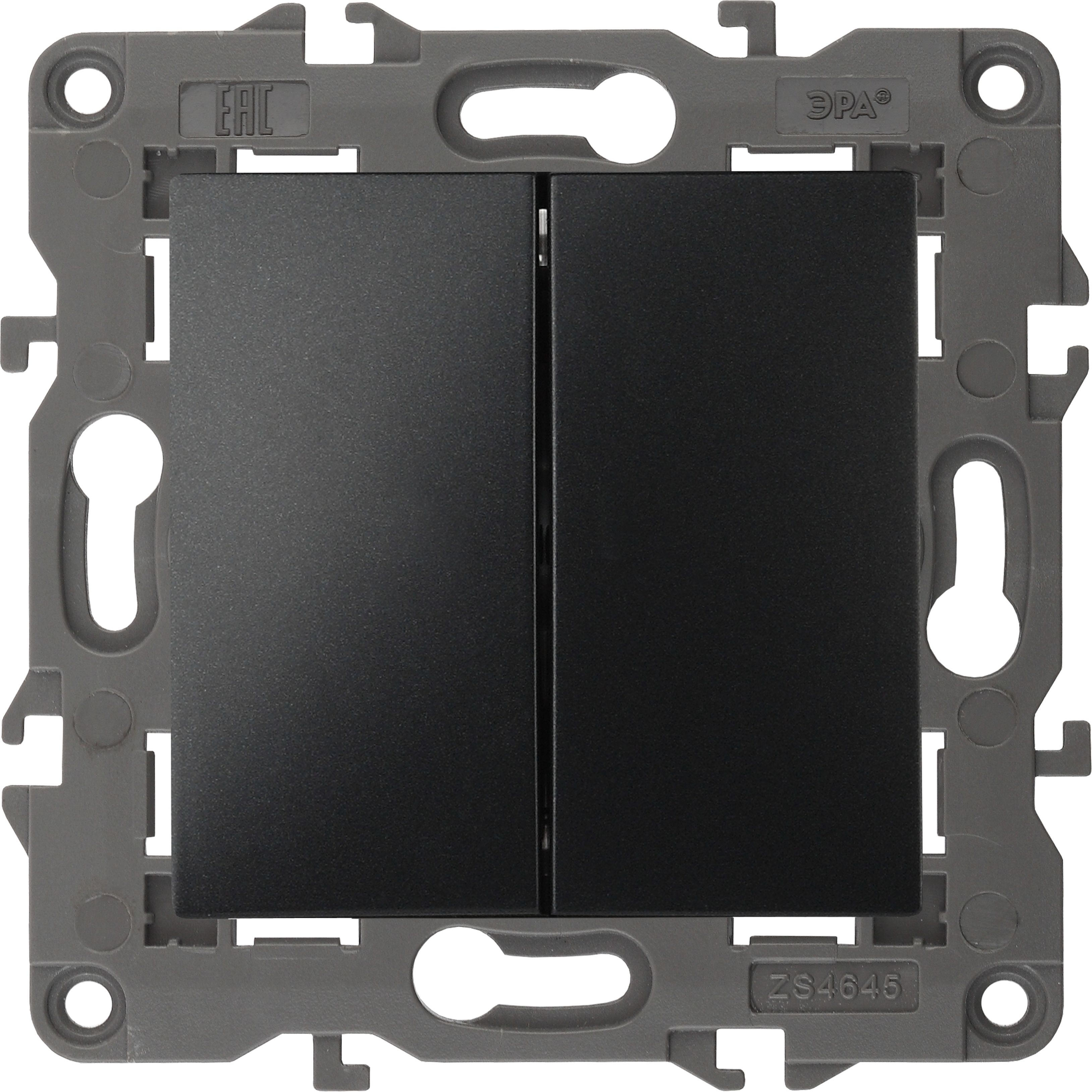 Изображение товара Переключатель 2-клавишный ЭРА Elegance антрацит Б0034247