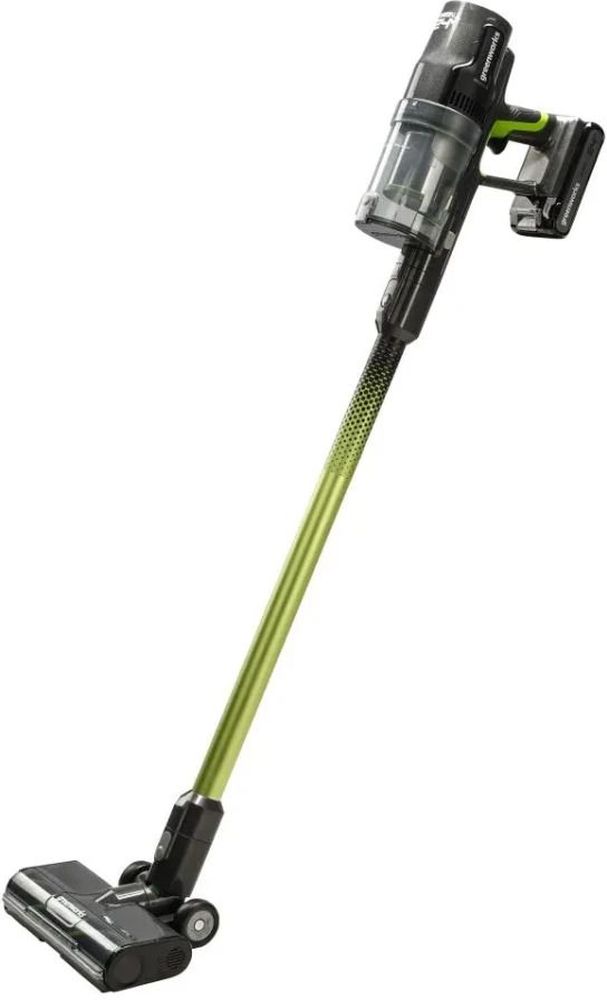 Изображение товара Аккумуляторный вертикальный пылесос Greenworks G24SVK4 24В с насадками и дисплеем