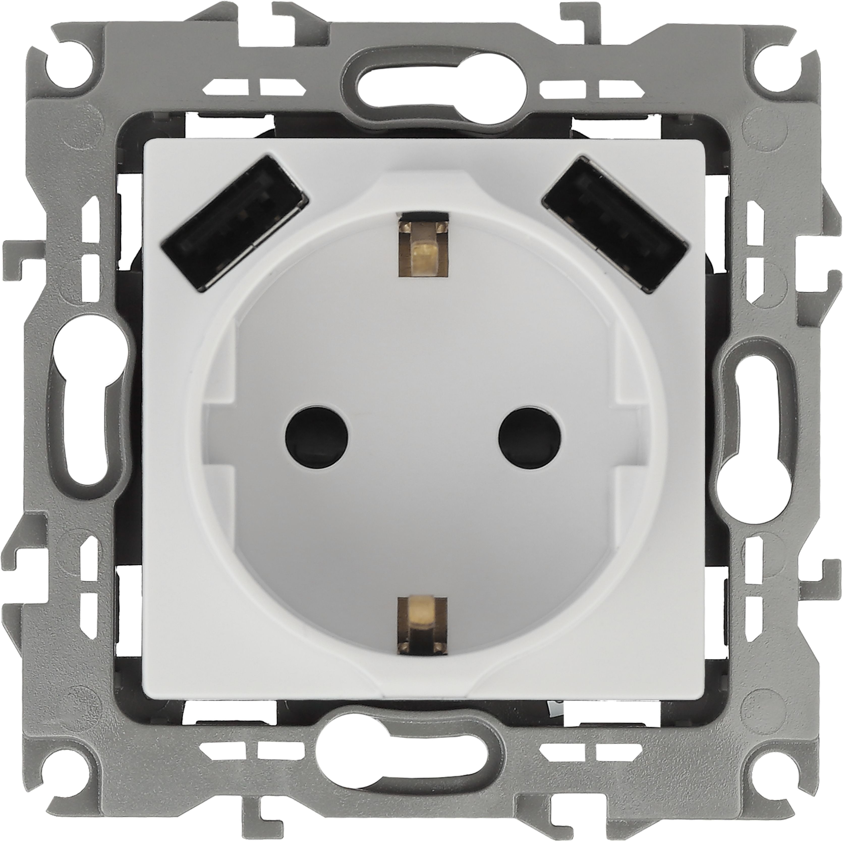 Изображение товара ЭРА Elegance розетка электрическая с USB 1 пост белый скрытая установка