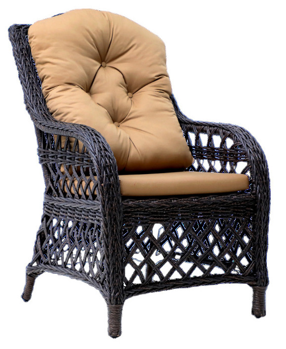 Изображение товара Садовое кресло из искусственного ротанга коричневое 65х85х110 см для улицы и внутреннего декора