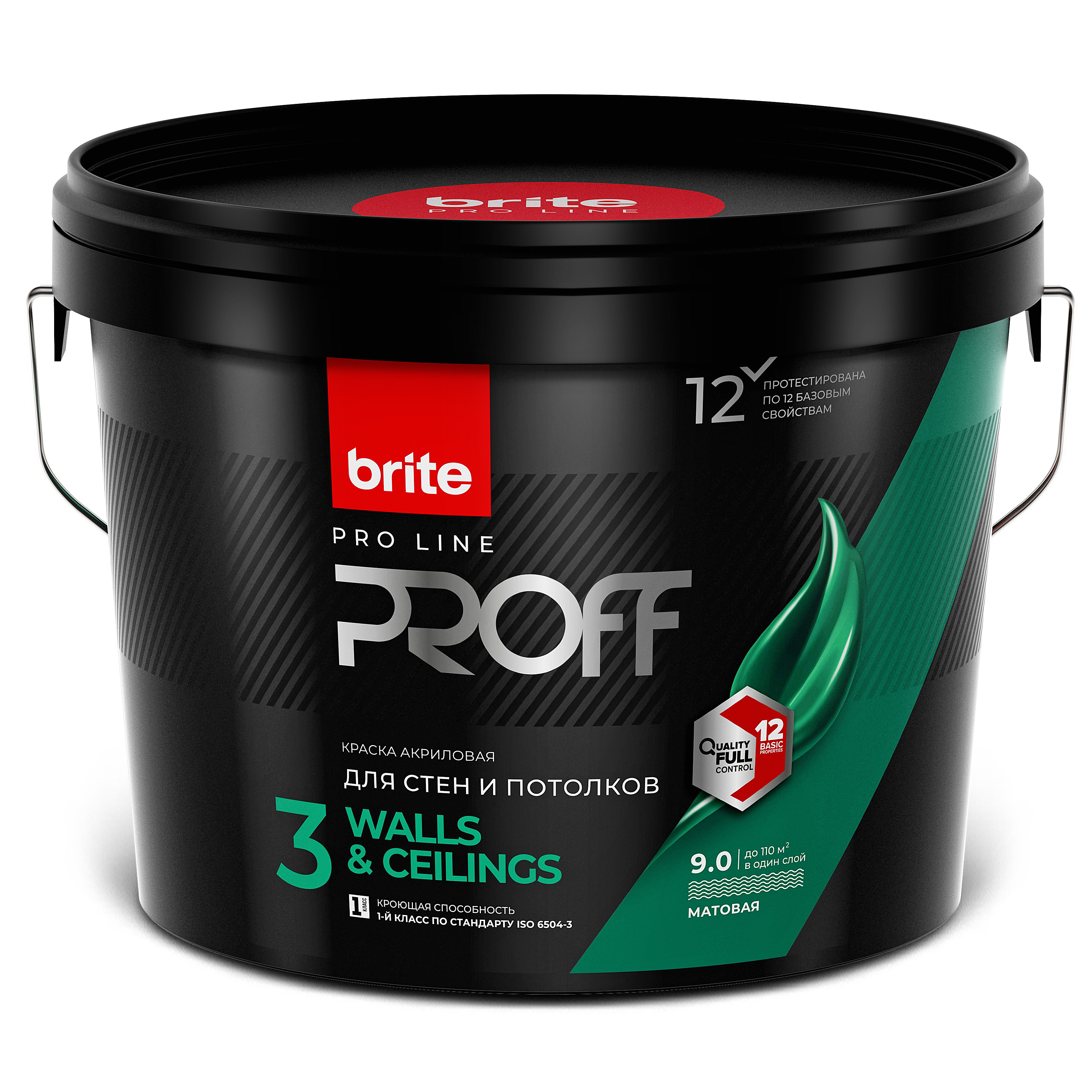 Изображение товара Акриловая матовая краска BRITE PROFESSIONAL для стен и потолков 9 л