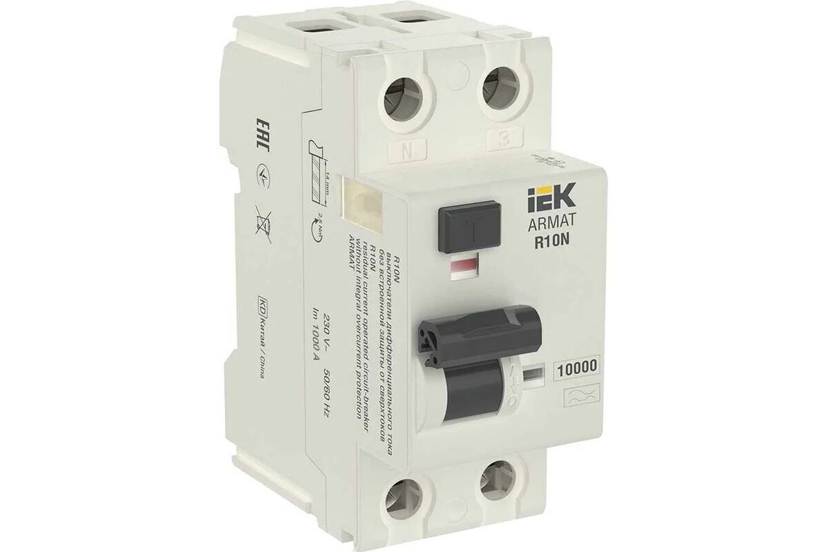 Изображение товара Выключатель дифференциального тока IEK ARMAT R10N 2P 25А 30мА тип AC