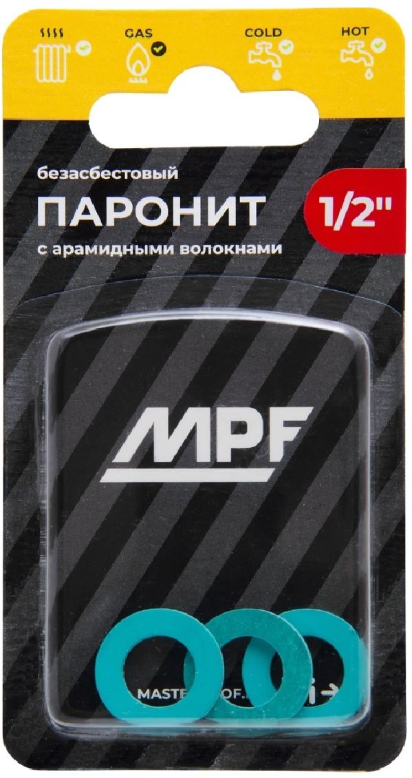 Изображение товара Прокладка паронитовая MasterProf безасбестовая MPF 1/2" 3 шт
