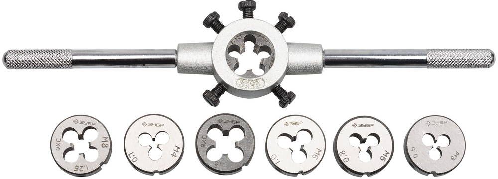 Изображение товара ЗУБР 8 предметов набор плашек и метчиков сталь 9ХС для резьбы M3