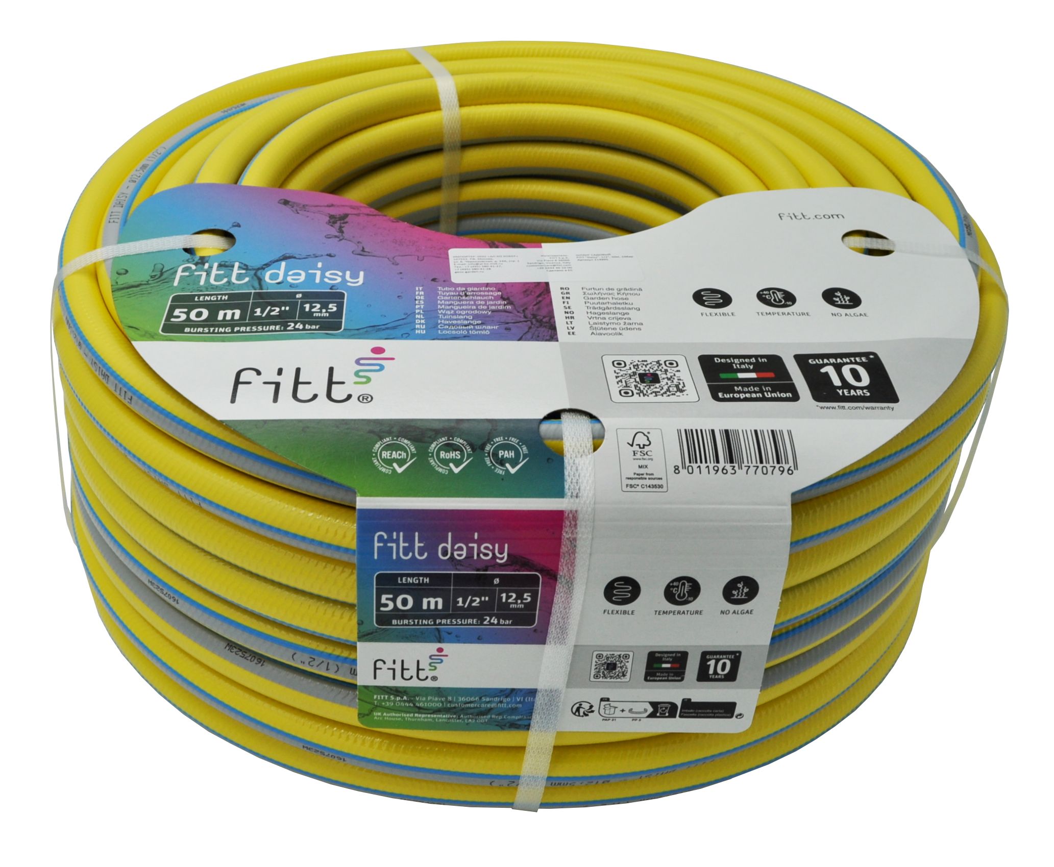 Изображение товара Шланг для полива FITT Daisy 1/2'' 50 м, армированный, устойчивый к давлению