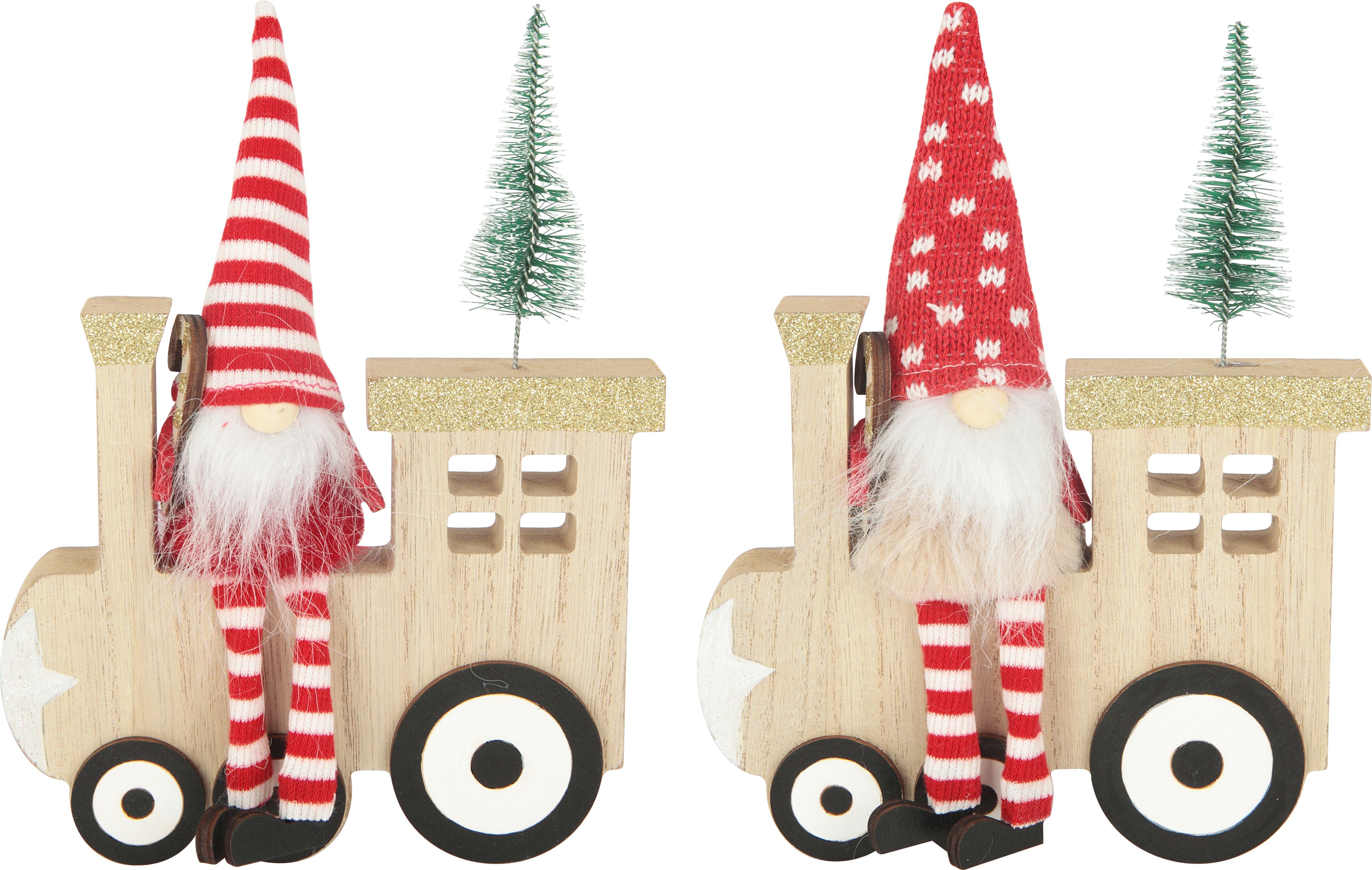 Изображение товара Декор Санта на поезде из дерева 16, 5х21, 5 см - праздничное украшение для интерьера
