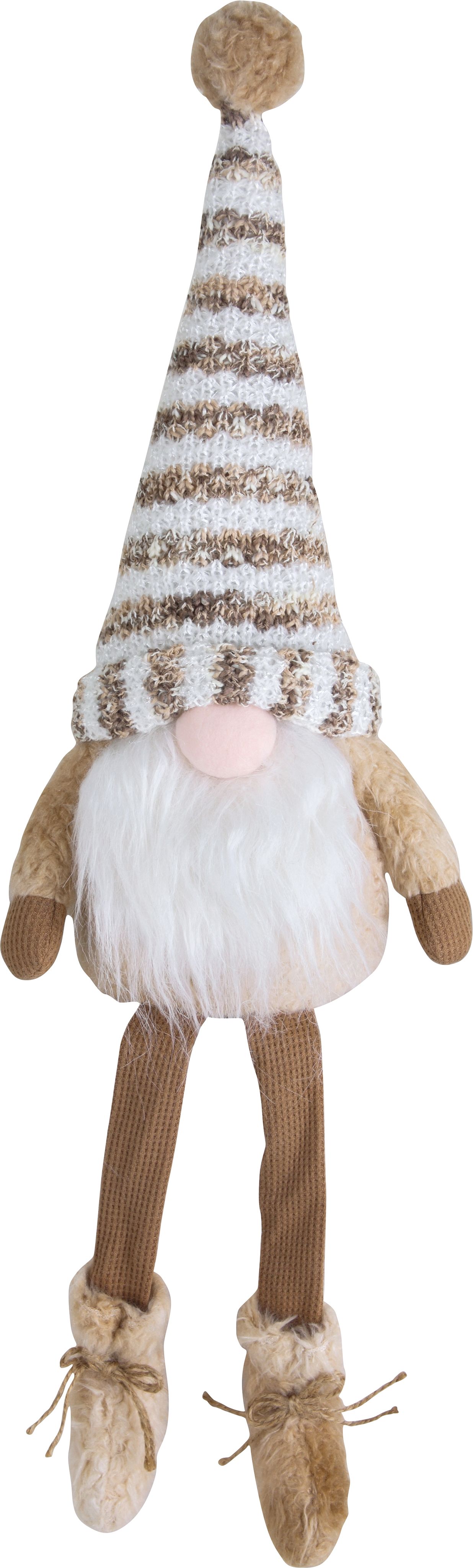 Изображение товара Санта колпак в полоску бежевый 60 см для новогодних праздников