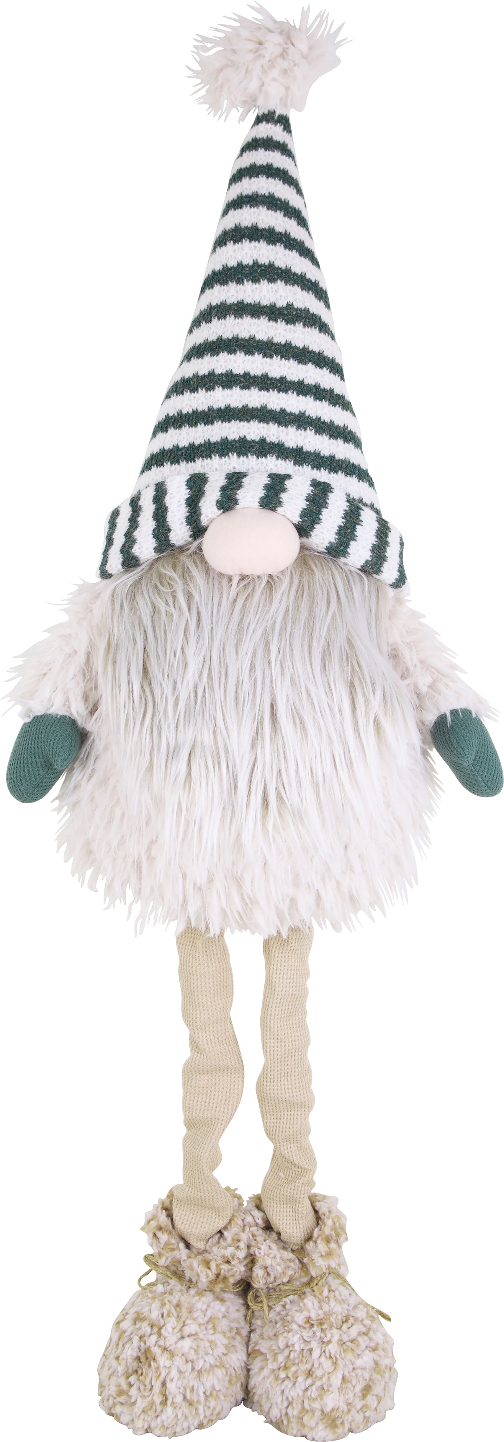 Изображение товара Праздничный колпак в полоску зеленого и бежевого 61-98 см для новогодних мероприятий