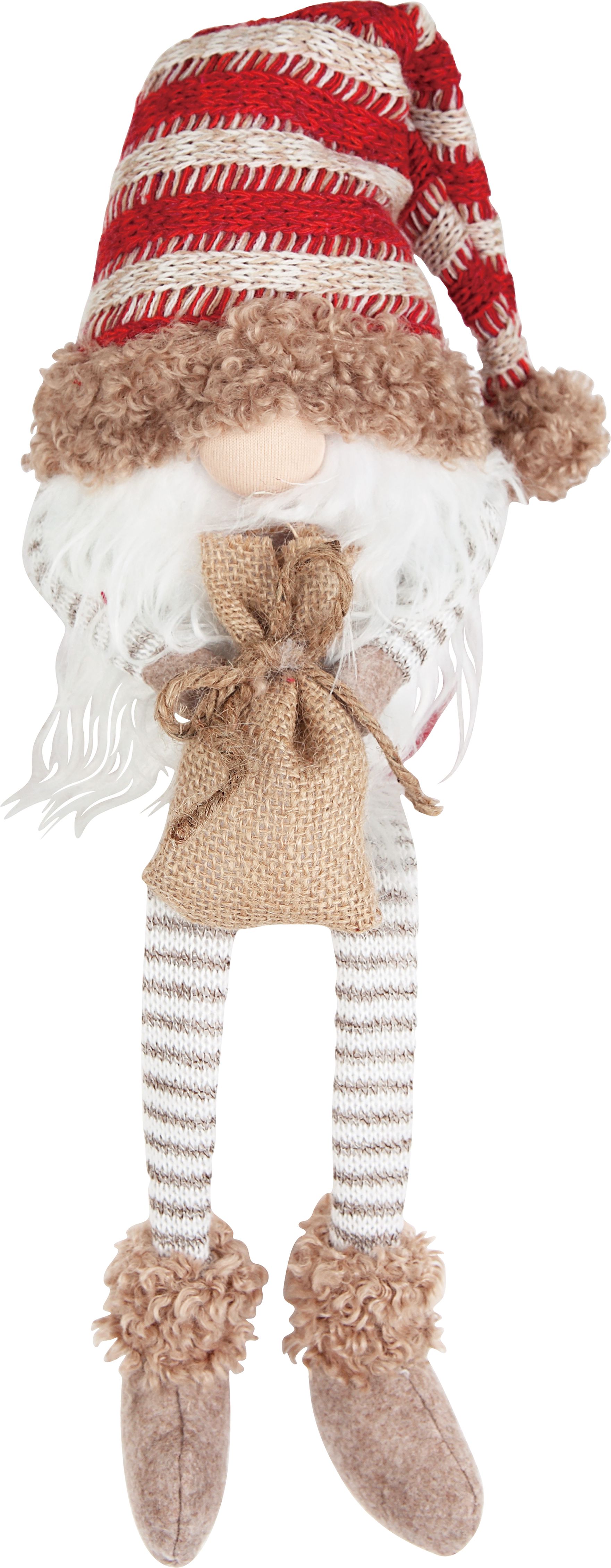 Изображение товара Санта колпак в полоску красно-белый 46 см