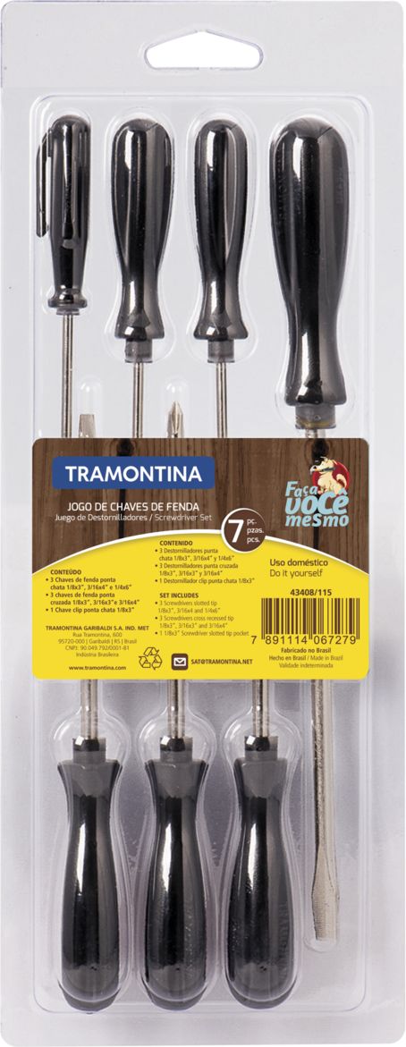 Изображение товара Набор отверток Tramontina MASTER 43408/115 крестовых и шлицевых 7 штук