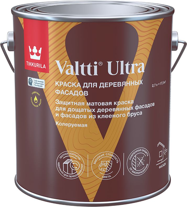 Изображение товара Краска для деревянных фасадов Tikkurila VALTTI ULTRA A мат 2.7л для наружных деревянных поверхносте