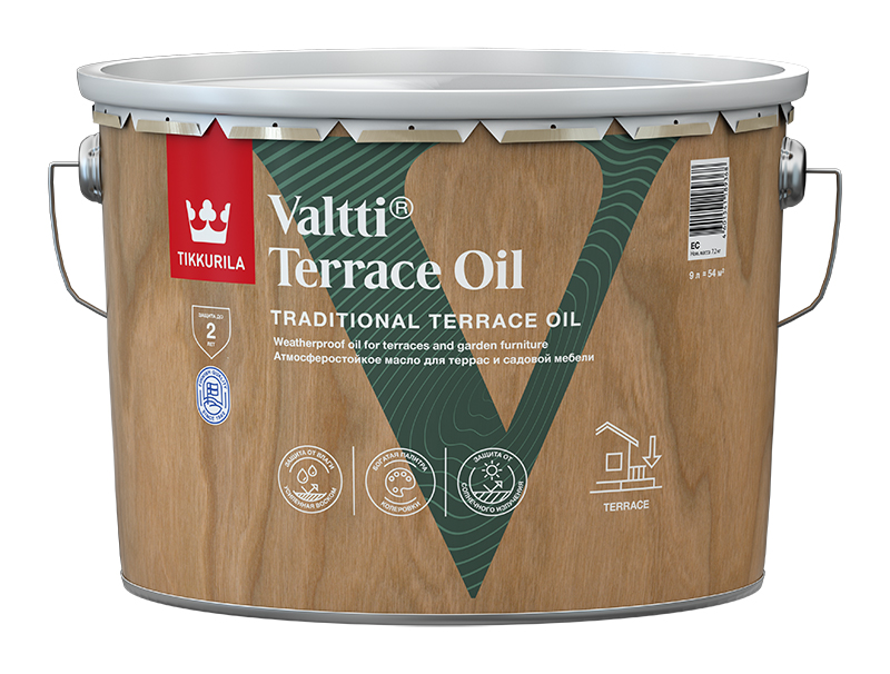 Изображение товара Масло для террас Tikkurila Tikkivala VALTTI TERRACE OIL EC 9 Л защита и отделка деревянных поверхно