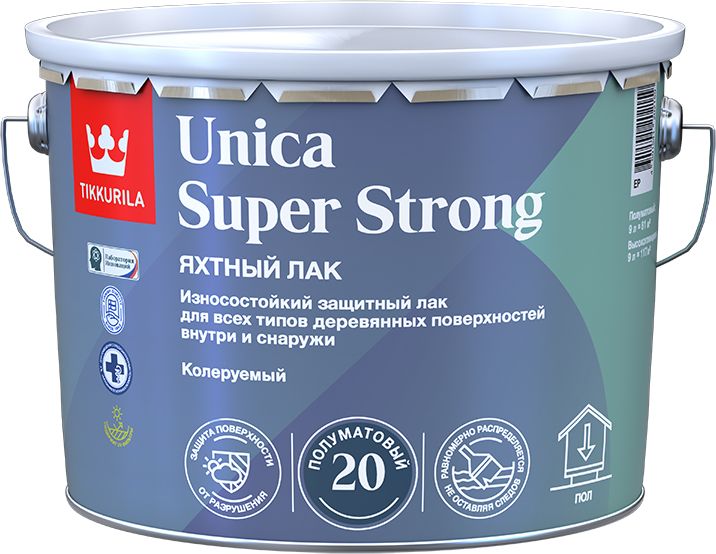 Изображение товара Универсальный лак Tikkurila UNICA SUPER STRONG EP 9л для дерева и мебели