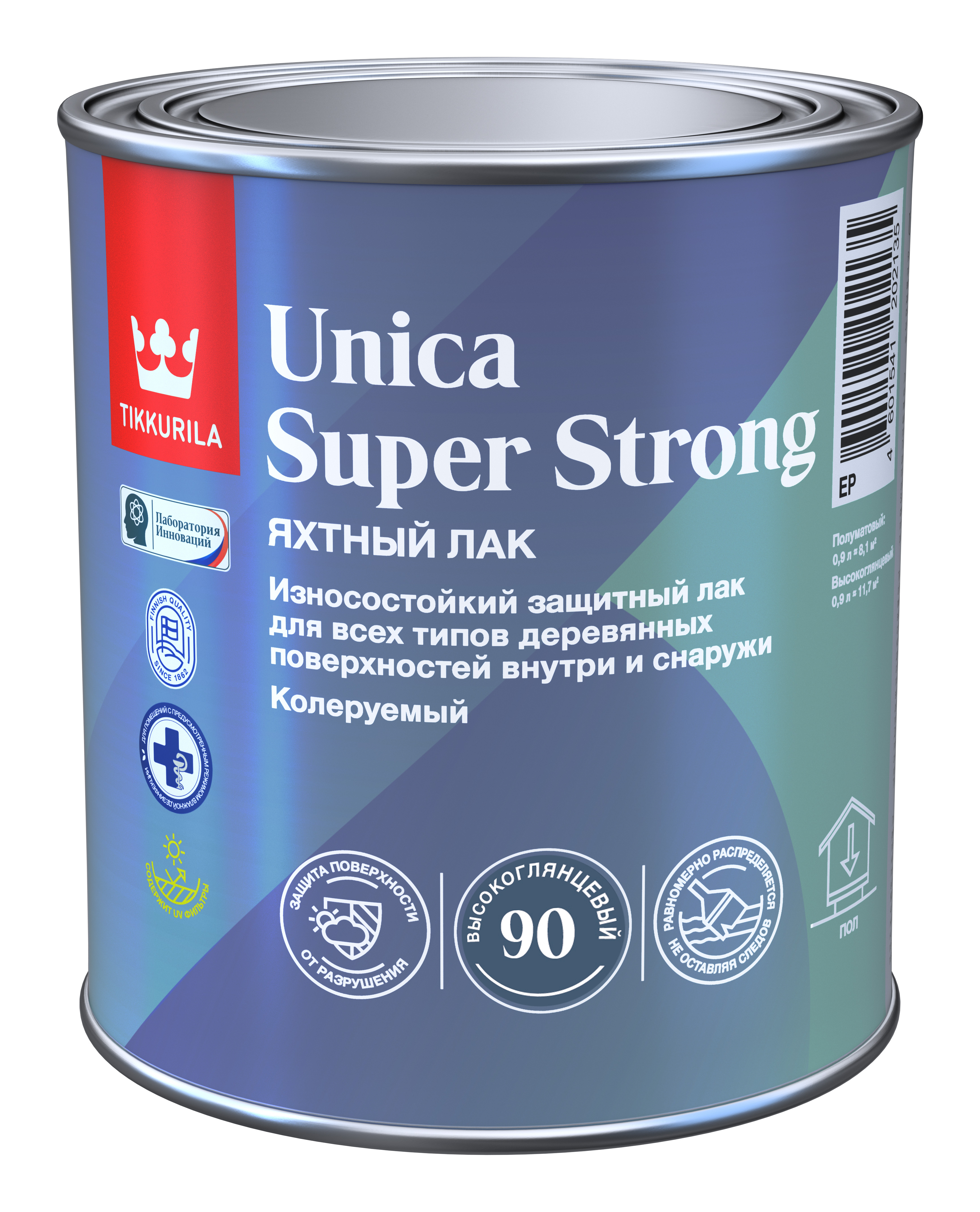 Изображение товара Универсальный лак Tikkurila UNICA SUPER STRONG EP 0,9л для деревянных поверхностей