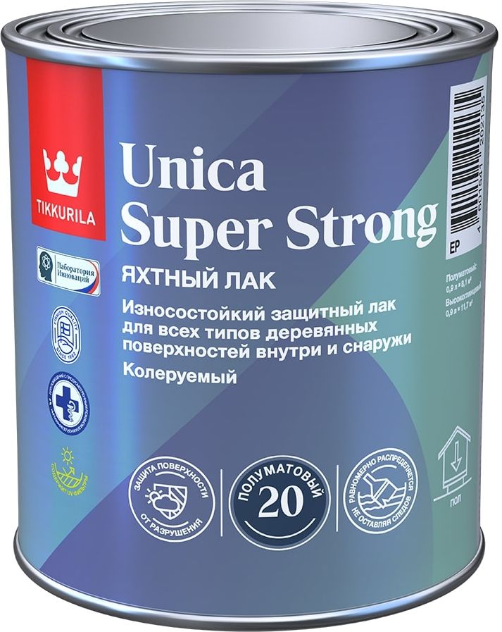 Изображение товара Универсальный лак Tikkurila UNICA SUPER STRONG EP п/мат 0,9л для дерева