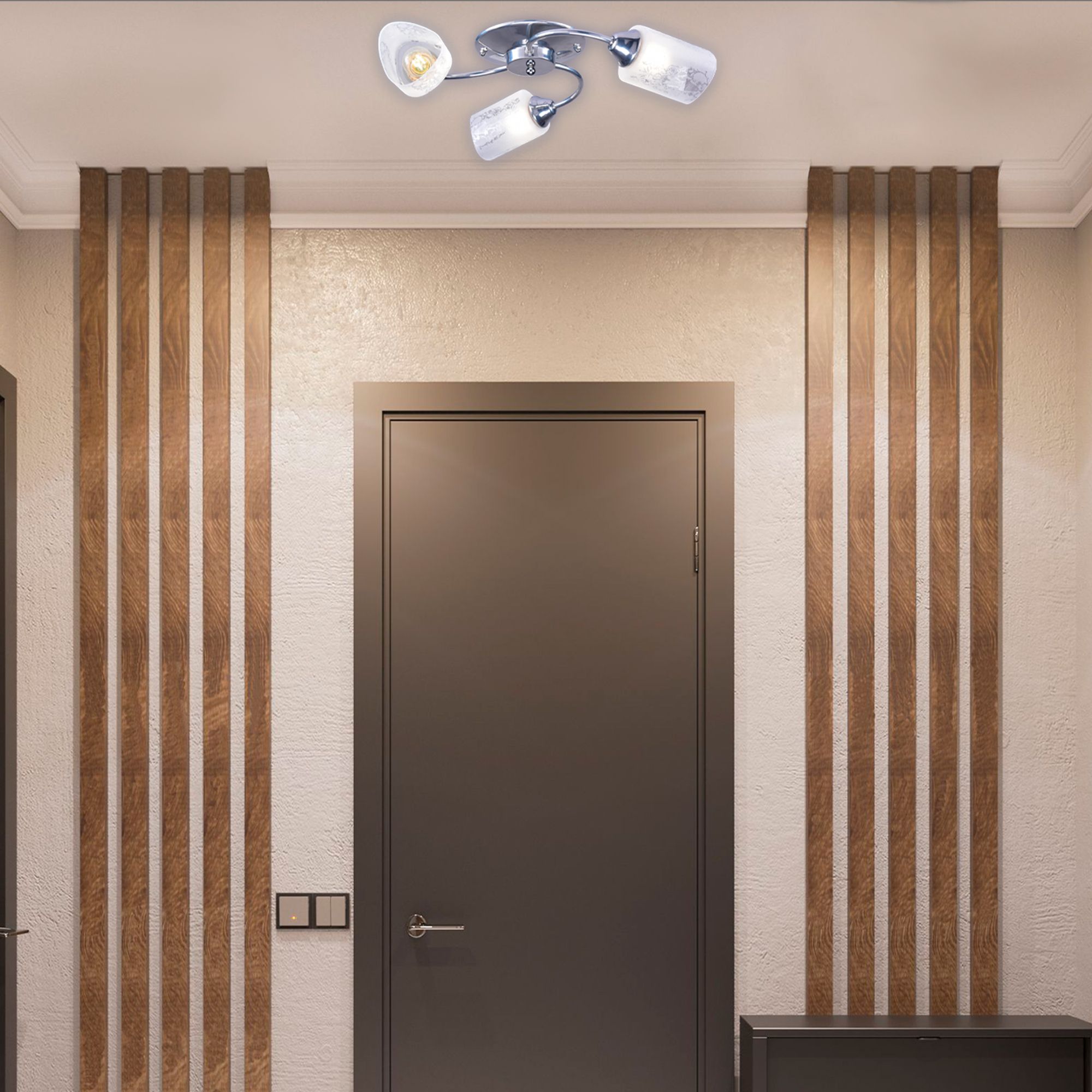 Изображение товара Современный хромированный потолочный светильник 42х42 см с 3 лампами