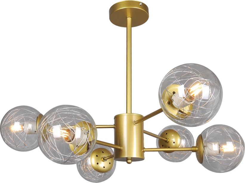Изображение товара Современная люстра LE CH SIMONA E27x6 в золотистом цвете для интерьера