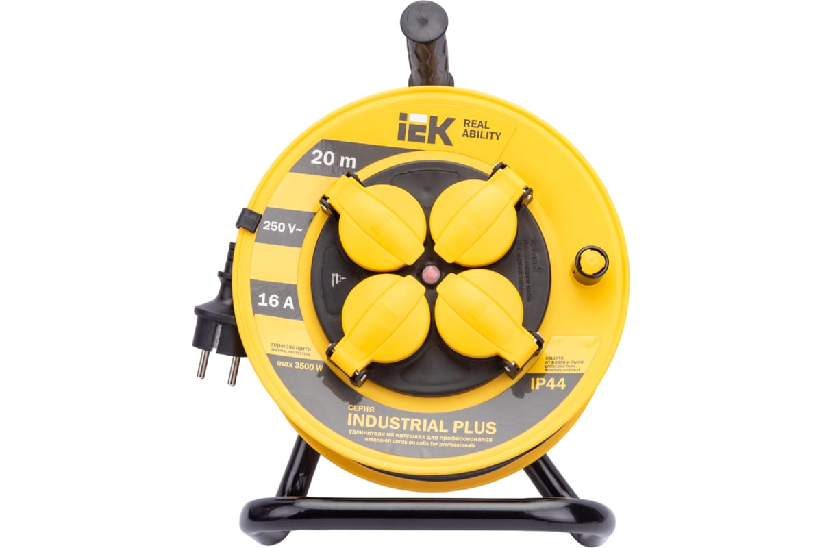 Изображение товара Катушка на мет. с термозащитой IEK PROFESSIONAL 20 м, 4 места, IP44