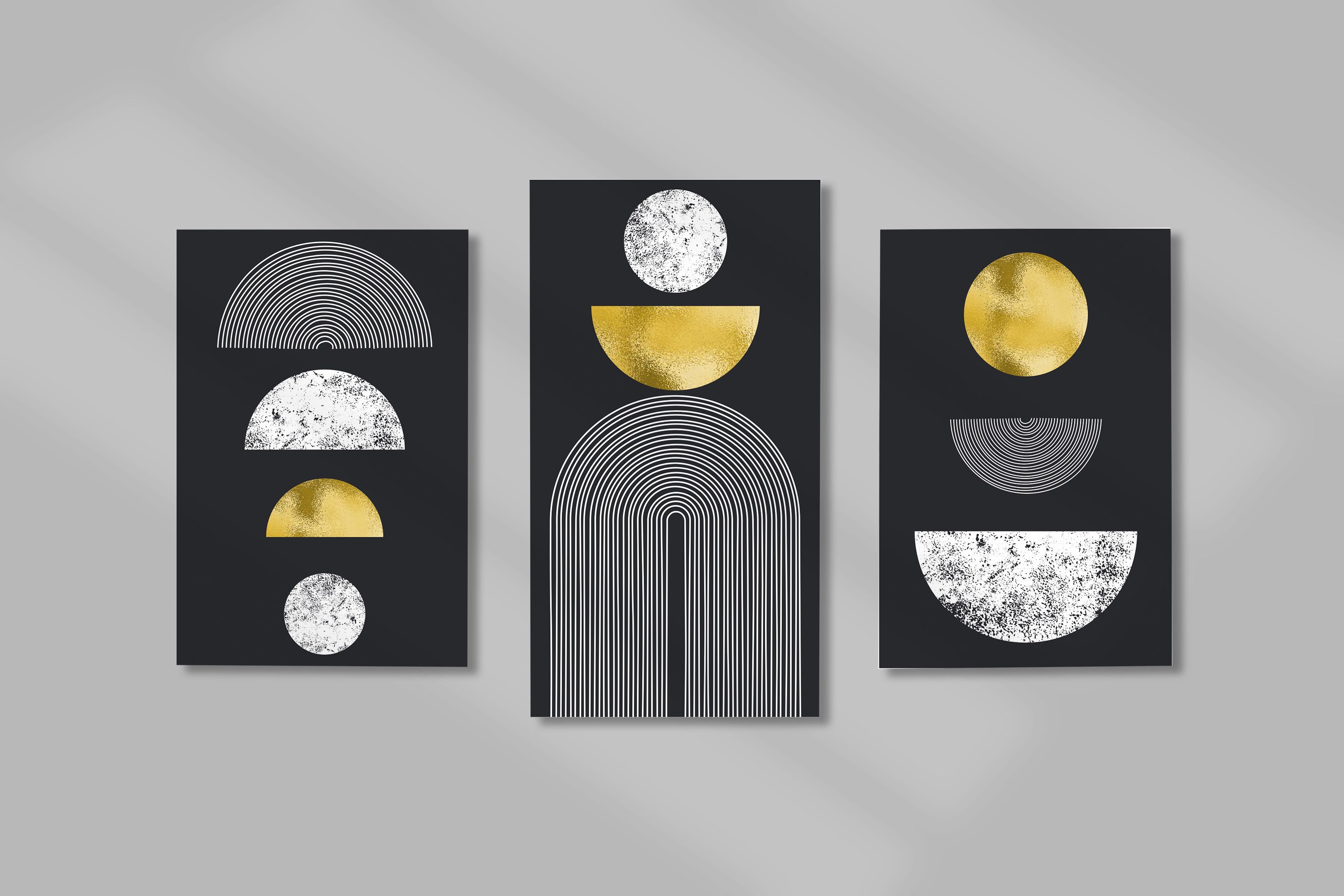 Изображение товара Модульная картина Симфония 3 в 1 Абстракция черные луны 100х70 см