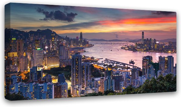 Изображение товара Печатная картина на деревянном подрамнике Симфония Ночной город 50х100 см