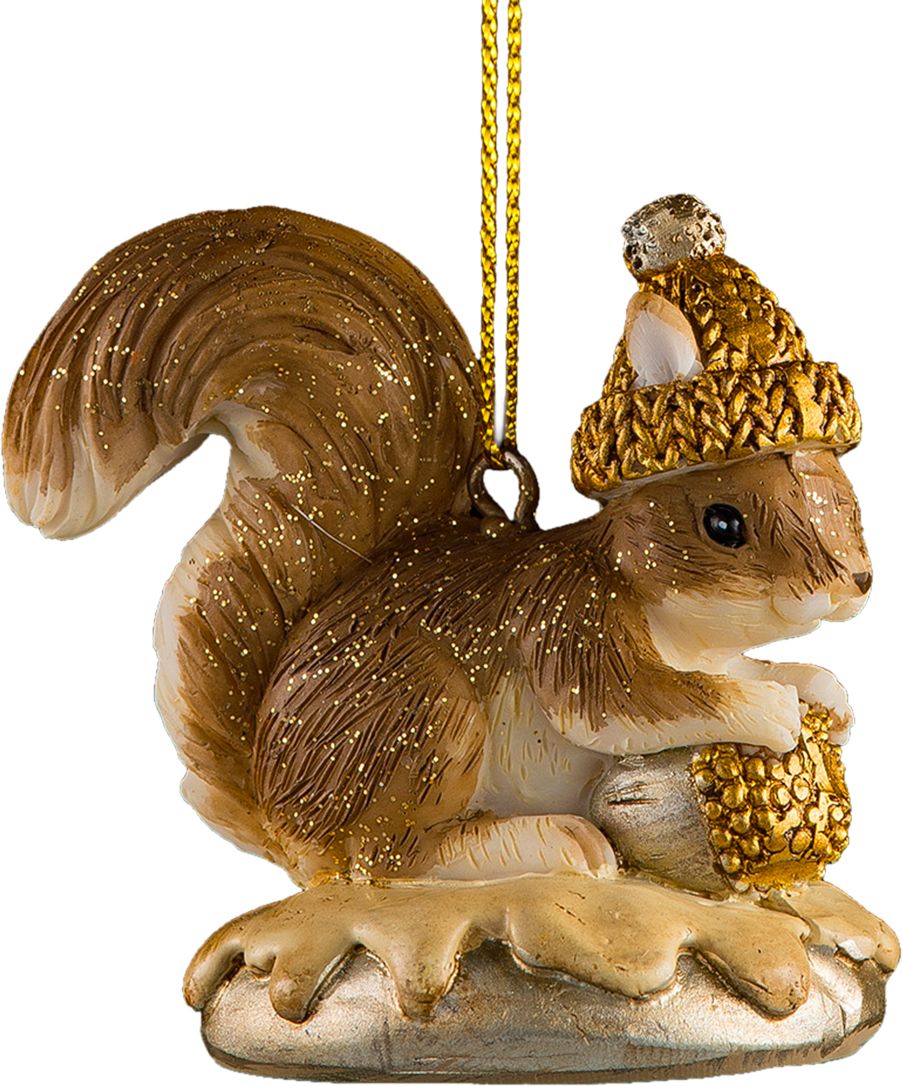 Изображение товара Украшение новогоднее Белочка с орешком золотая 6 см ErichKrause Decor
