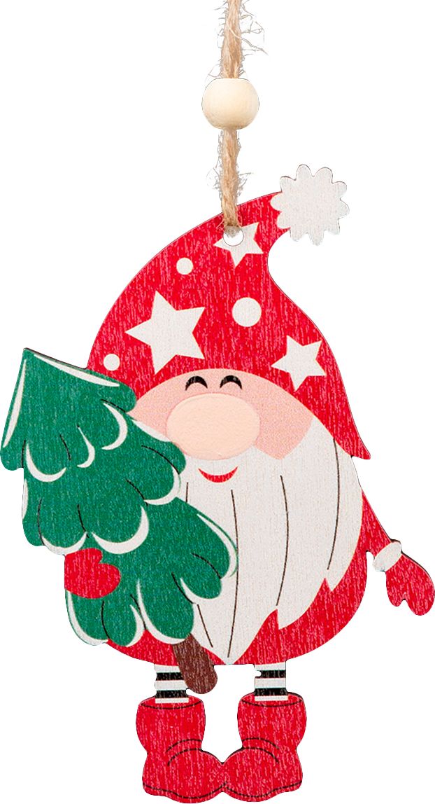 Изображение товара Новогодний гном 11 см, деревянное украшение для елки и интерьера
