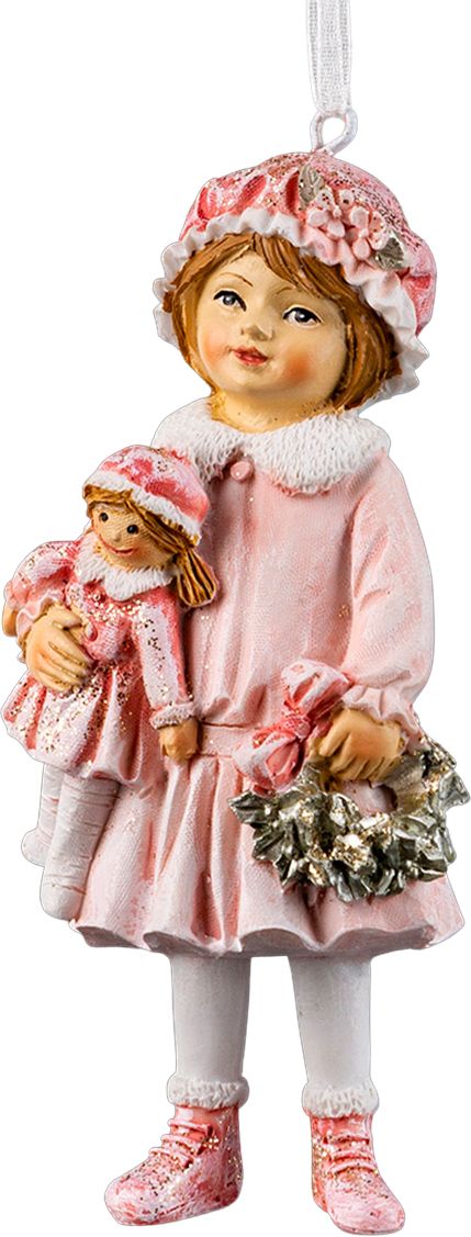 Изображение товара Украшение ErichKrause Decor Девочка с куклой зефирная 10,5 см для новогодней елки