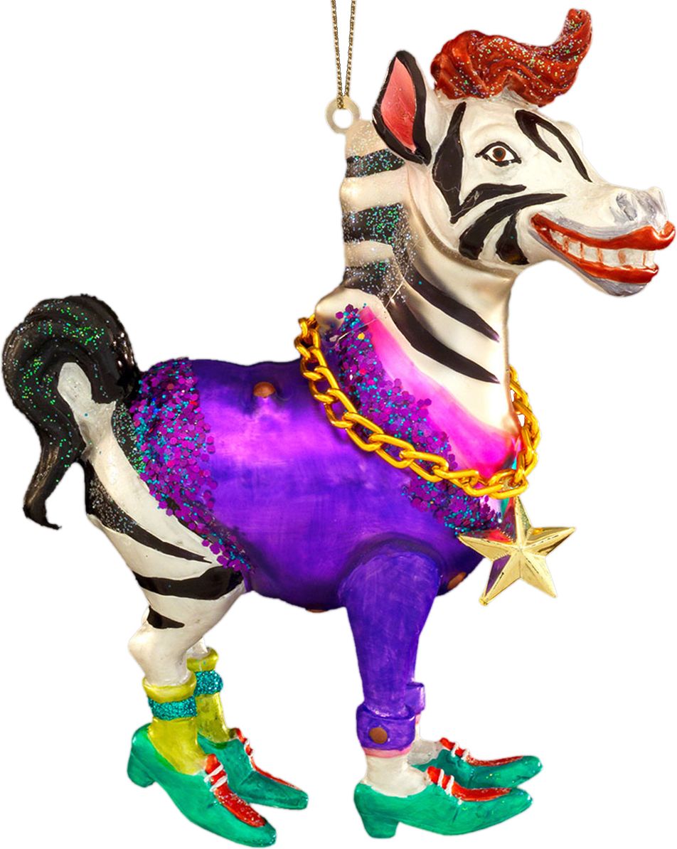 Изображение товара Украшение ErichKrause Decor Зебра-стиляга 12 см стекло новогодняя игрушка