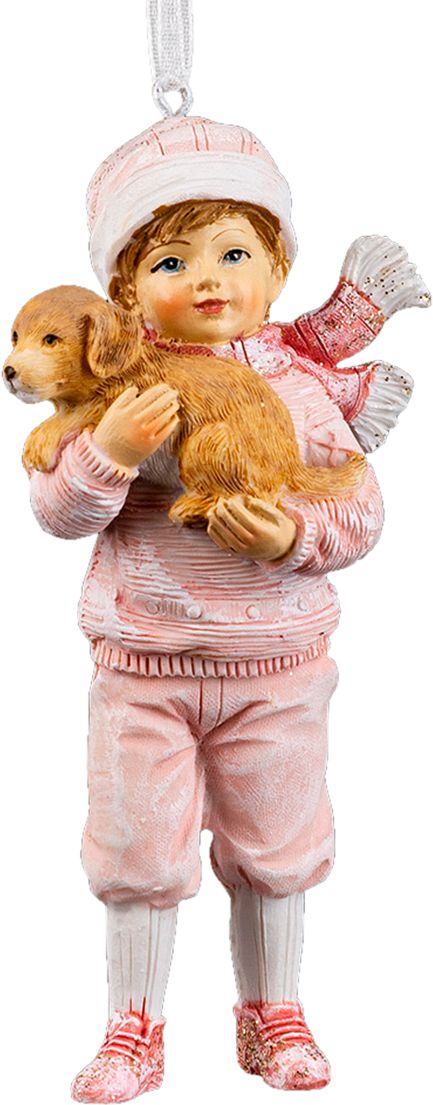 Изображение товара Украшение ErichKrause Decor Мальчик с собачкой зефирный 10,5 см для новогодней елки