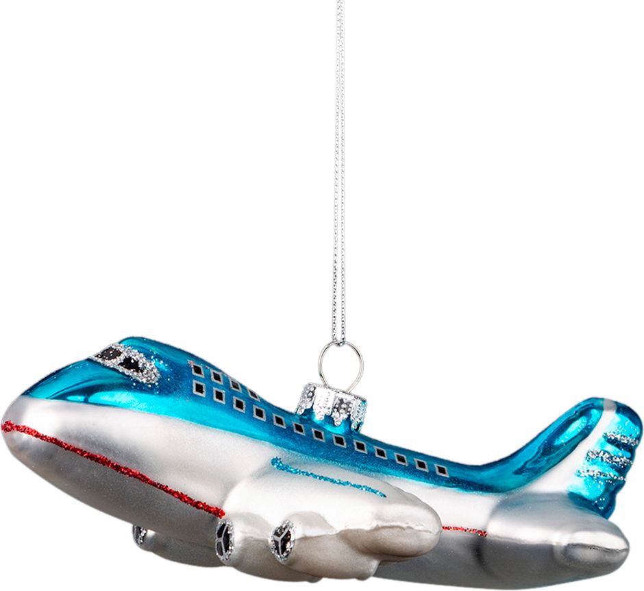 Изображение товара Украшение новогоднее в виде самолета из стекла 13 см ErichKrause Decor