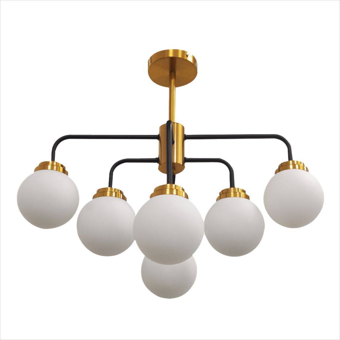 Изображение товара Современная люстра LE CH LUCIA E14x6 с круглым плафоном золотистого цвета