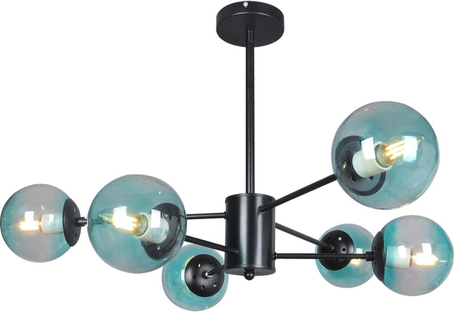 Изображение товара Современная люстра с 6 патронами E27 и круглым плафоном черного цвета