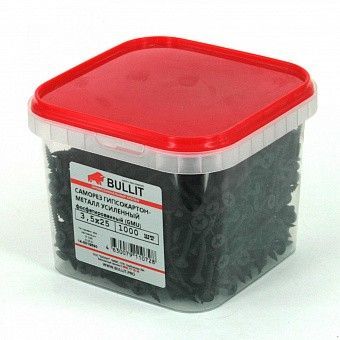 Изображение товара Саморез усиленный ШСГМ BULLIT Черный 1000 шт 3,5*25 мм