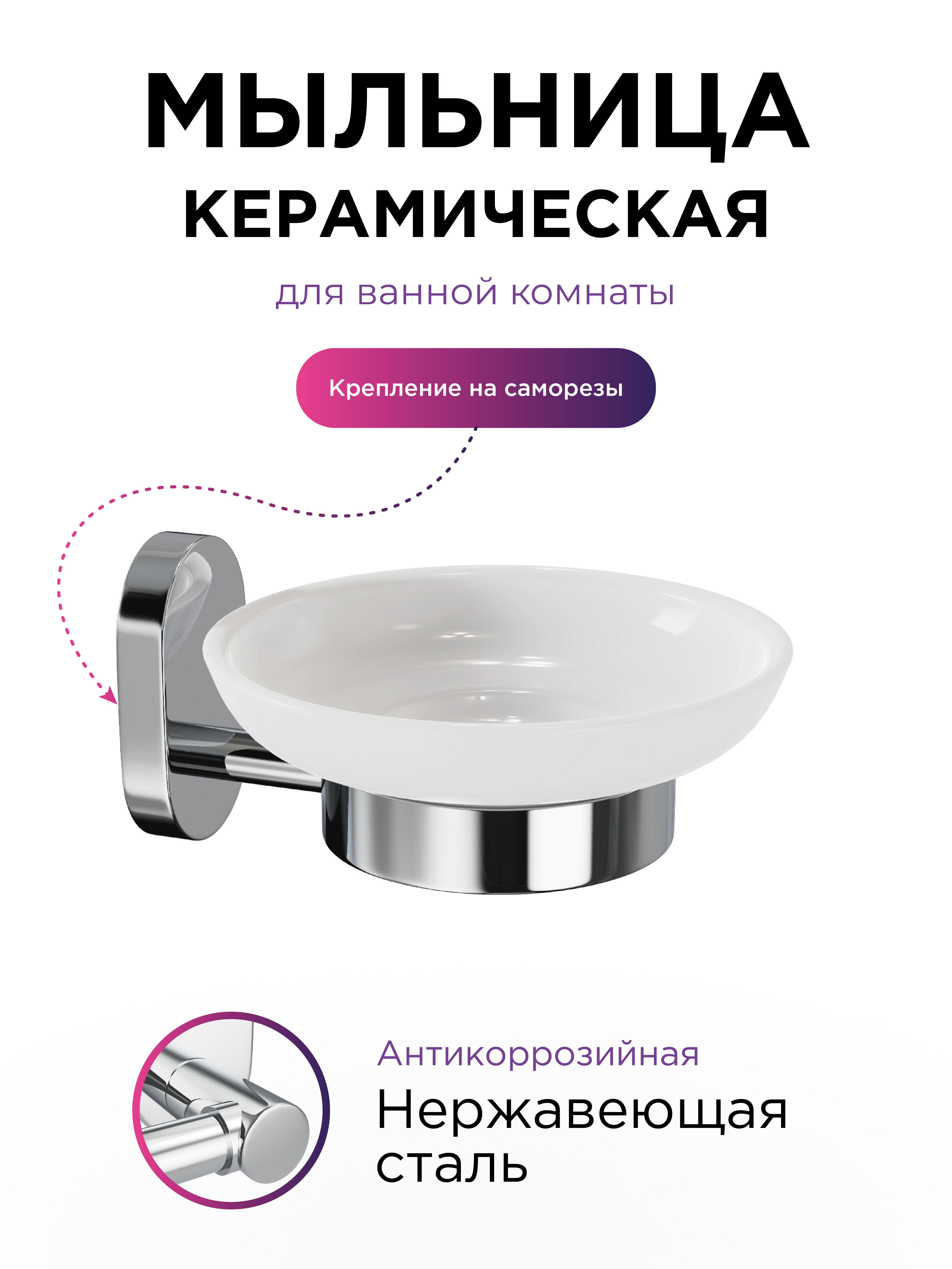 Изображение товара Настенная керамическая мыльница Fora Brass хром 6х11,5 см