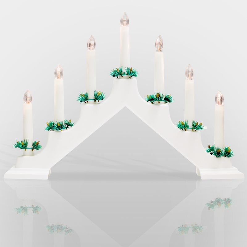 Изображение товара Новогодняя горка 7 свечек белого цвета с теплым светом для праздничного декора