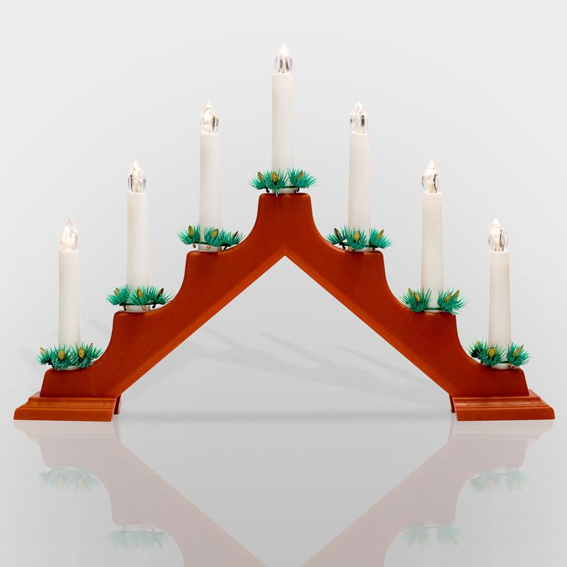 Изображение товара Новогодняя горка с 7 свечами красный цвет безопасный светодиодный декор