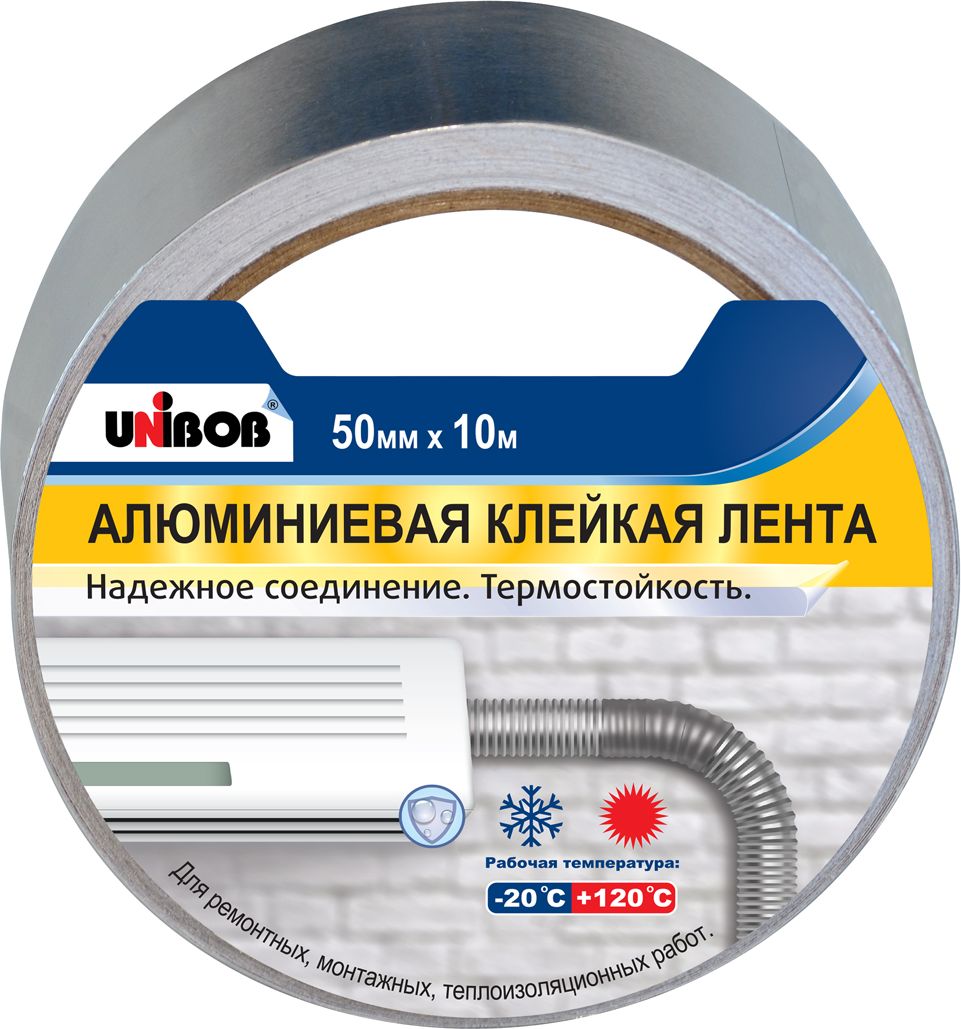 Изображение товара Лента клейкая UNIBOB, алюминиевая 50мм х 10м